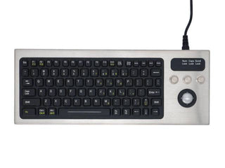 Small Footprint Stainless Steel Keyboard - Integrated Trackball - DT-810-TB -iKey