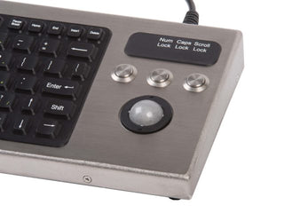 Small Footprint Stainless Steel Keyboard - Integrated Trackball - DT-810-TB -Track Ball -iKey