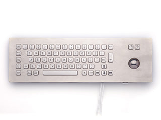 Panel Mount Stainless Steel Keyboard with Trackball - PM-65-TB-SS - front - iKey