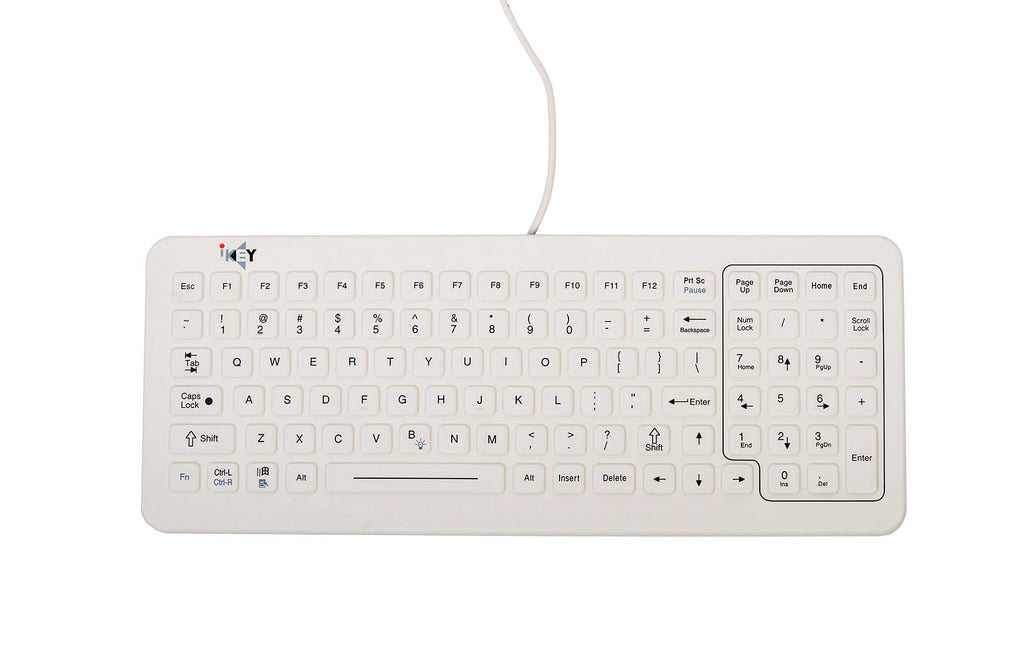 Cleanable Lab Keyboard Cleanable Sealed Medical Keyboard - White - SLK-101-FL – ikey
